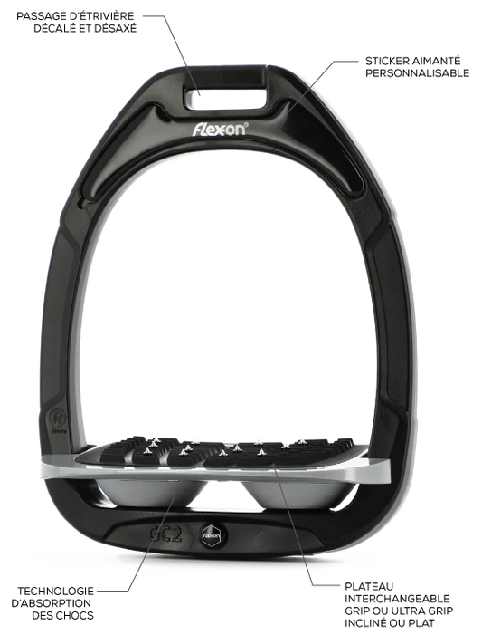 Pair of Green composite stirrups Black